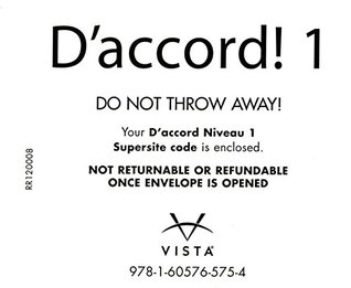 Read D'accord 1 Supersite CODE (CODE ONLY) - Does NOT include vtext or cahier interactif code - SUPERSITE CODE ONLY - José A. Blanco file in PDF