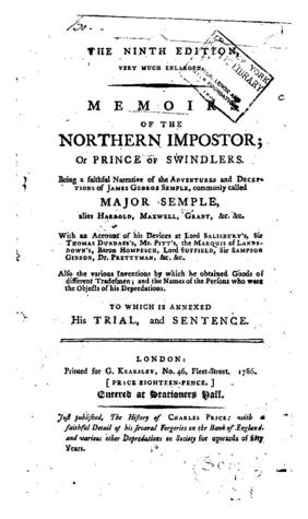 Read online Memoirs of the Northern Imposter, or Prince of Swindlers: Being a Faithful Narrative of the Adventures and Deceptions of James George Semple, Commonly Called Major Semple - Unknown file in PDF